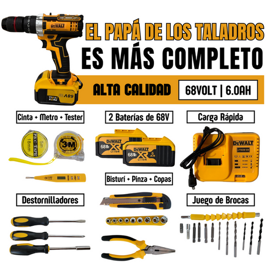 PowerX 68V — Taladro Inalámbrico Profesional